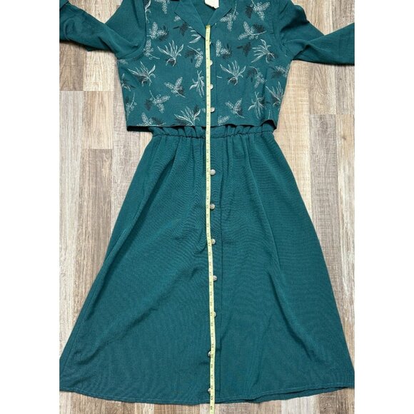 Miss Dorby Womens Size 10 Green 2 Pc Set Collared Vest Dress Padded Shoulders - Picture 15 of 16